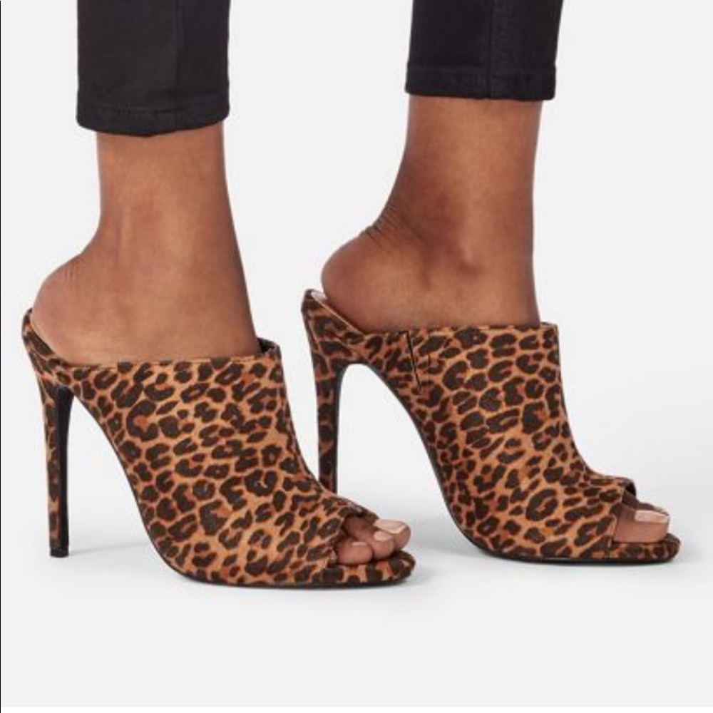 JustFab Peep Toe Mules.
